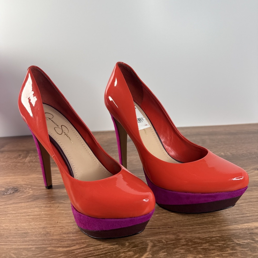 Jessica Simpson Color Blocking Platform Stilleto Heels, Style Beijo NWT 9.5